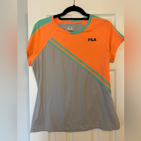 Fila Tops - Fila vintage women’s Orange and Gray Athletic Top